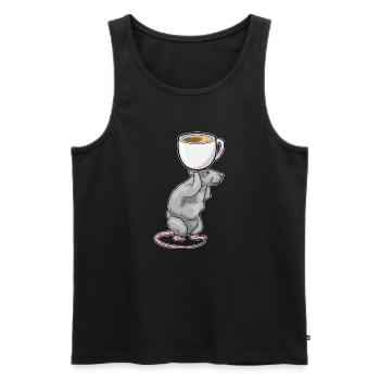 Tasse à café souris - Débardeur bio Premium Homme - noir - Devant - Michal (187cm)