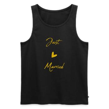 GERADE VERHEIRATET. Junggesellinnenabschied. VALENTINSTAG. PAAR - Männer Premium Bio Tank Top - Schwarz - Vorne - Michal (187cm)