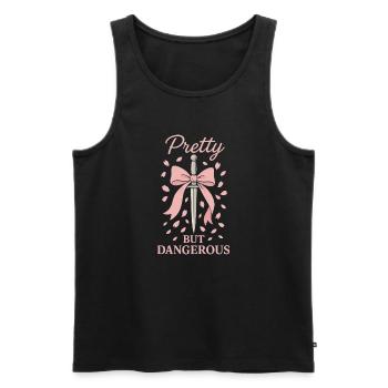 Coquette Aesthetic Bow Pattern Girly Pastel - Men's Premium Organic Tank Top - black - Front - AI Model Male 178 light (178cm)