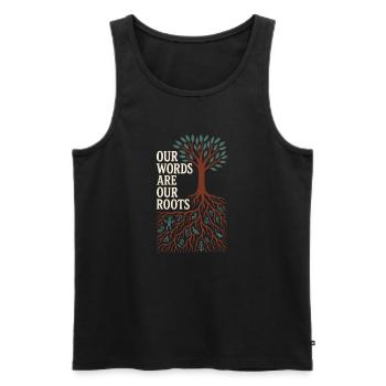 Indigene Sprache Revitalisierung Muttersprachler - Männer Premium Bio Tank Top - Schwarz - Vorne - AI Model Male 178 light (178cm)