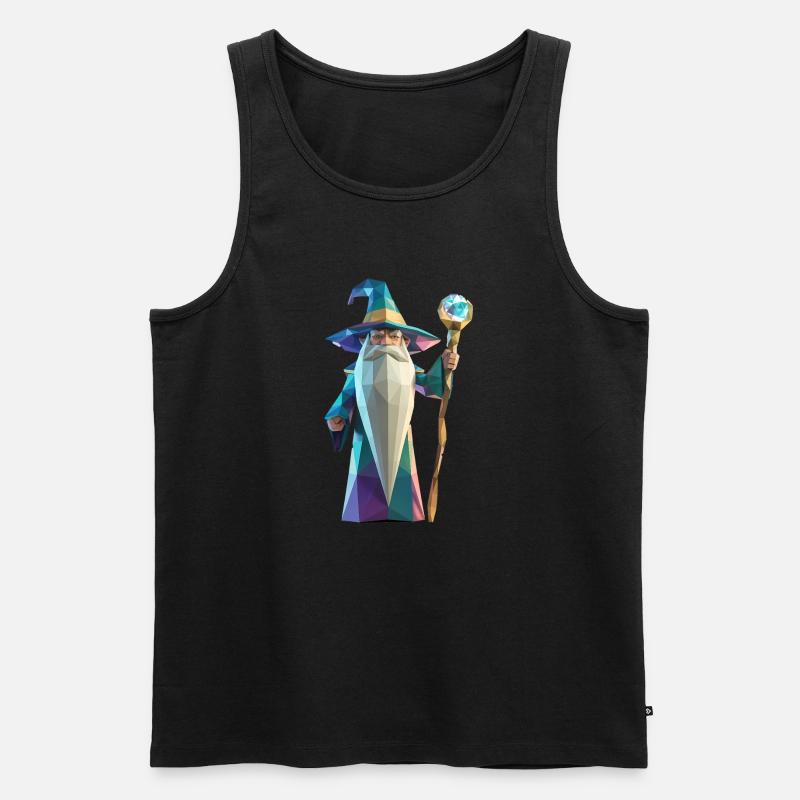 Wise Wizard - Cooles Low-Poly-Logo - Männer Premium Bio Tank Top - Schwarz