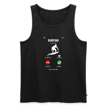 surfing is calling - Men's Premium Organic Tank Top - black - Front - AI Model Male 178 light (178cm)