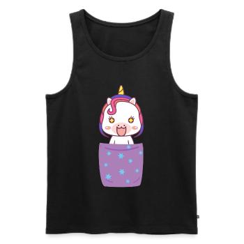 Süßes Einhorn in Brusttasche Lustig Unicorn - Männer Premium Bio Tank Top - Schwarz - Vorne - Michal (187cm)