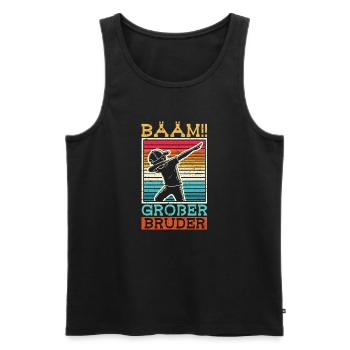 Bääm Grand Frère Dab Enfants Drôles Frères et Sœurs - Débardeur bio Premium Homme - noir - Devant - AI Model Male 178 light (178cm)
