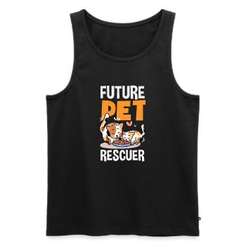 Future sauveteuse d’animaux adopte les droits des animaux - Débardeur bio Premium Homme - noir - Devant - AI Model Male 178 light (178cm)