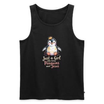 Königlicher Pinguin: Liebe zu Jesus - Männer Premium Bio Tank Top - Schwarz - Vorne - Michal (187cm)
