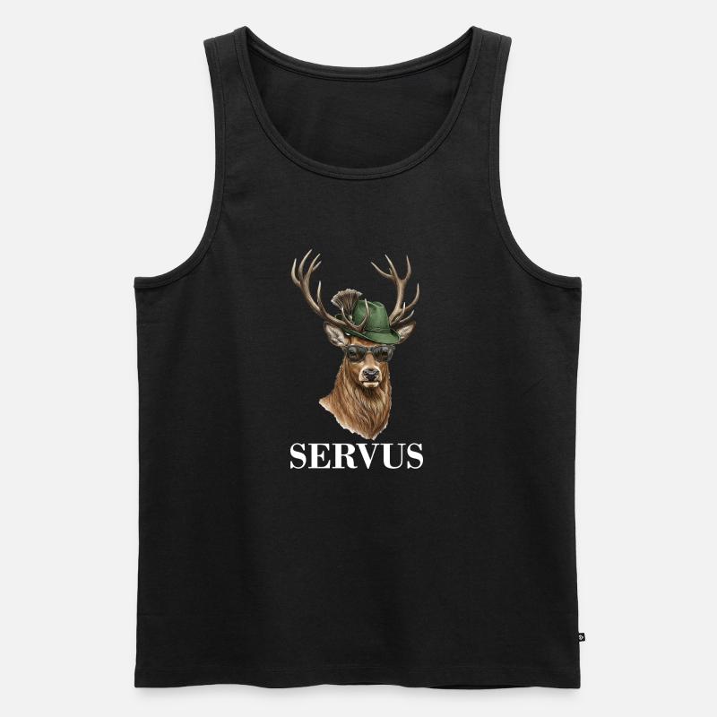 Hirsch Reh Servus - Männer Premium Bio Tank Top - Schwarz
