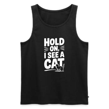 Attends, je vois un chat - Débardeur bio Premium Homme - noir - Devant - AI Model Male 178 light (178cm)
