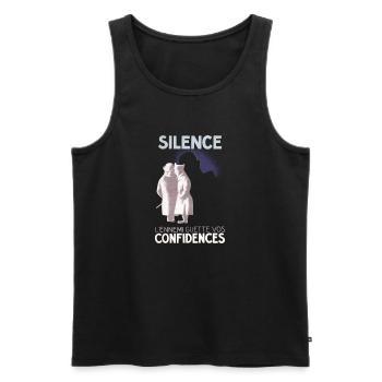 SiLENCE.. on vous écoute! (Style 1) - Débardeur bio Premium Homme - noir - Devant - AI Model Male 178 light (178cm)