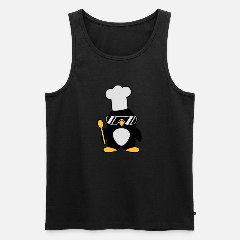 Cool Penguin Chef - Männer Premium Bio Tank Top - Schwarz