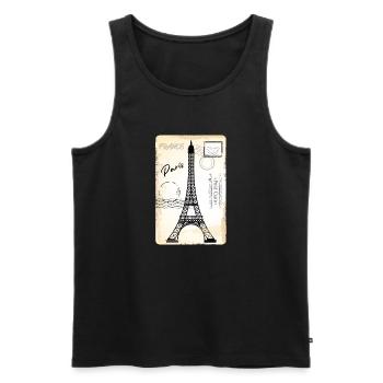 carte postale vintage de Paris - Débardeur bio Premium Homme - noir - Devant - AI Model Male 178 light (178cm)