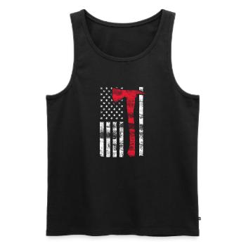 Fireman Axe – Fire Department Patriot Firefighter - Männer Premium Bio Tank Top - Schwarz - Vorne - AI Model Male 178 light (178cm)