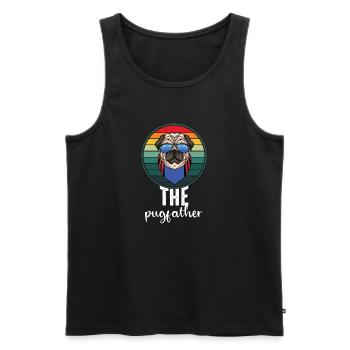 Funny Pug Owner The Pugfather Pug Father Gift - Men's Premium Organic Tank Top - black - Front - AI Model Male 178 light (178cm)