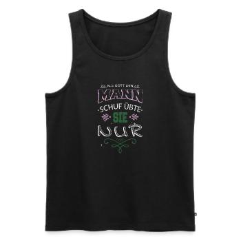 geschenkidee 2018 lustig feminismus zitat - Männer Premium Bio Tank Top - Schwarz - Vorne - Michal (187cm)