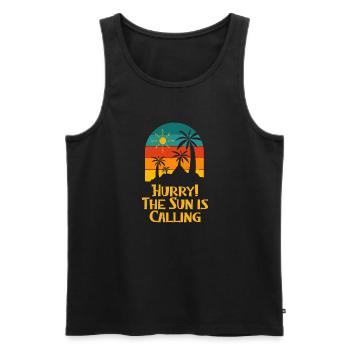 Sun Is Calling Summer Trip Tropical Travel Beach - Männer Premium Bio Tank Top - Schwarz - Vorne - AI Model Male 178 light (178cm)