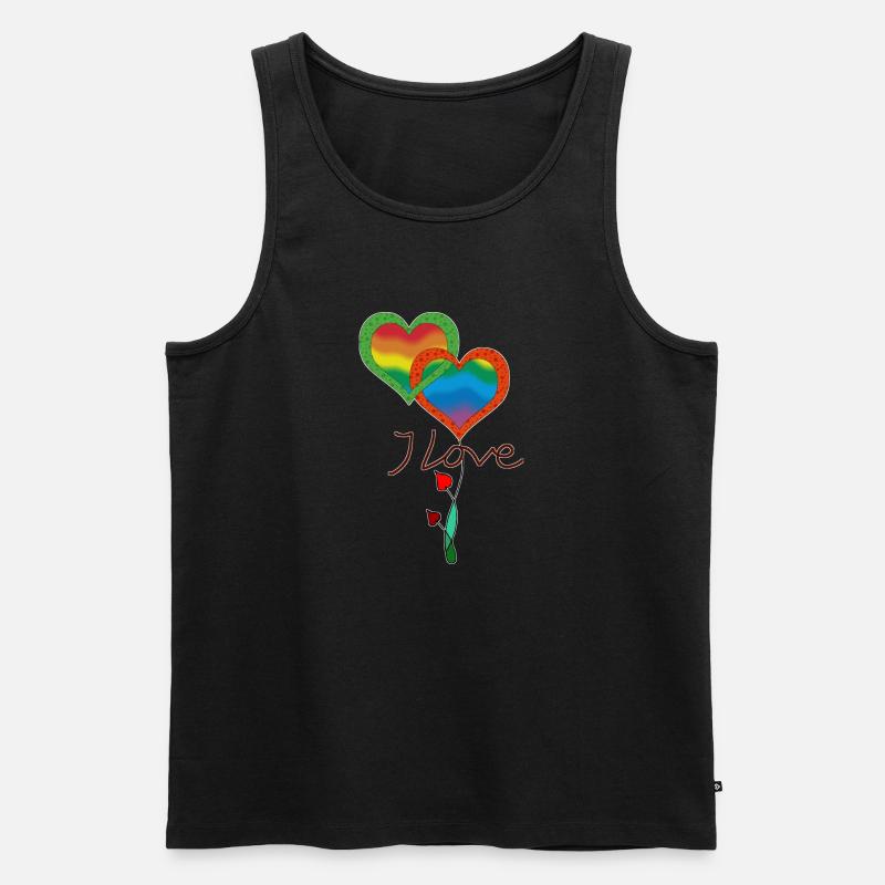 Herz - Männer Premium Bio Tank Top - Schwarz
