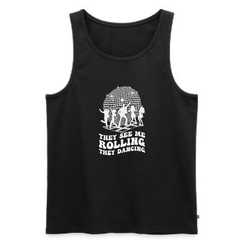 Retro Groovy Disco Ball Party Vintage Club Lifes - Men's Premium Organic Tank Top - black - Front - AI Model Male 178 light (178cm)