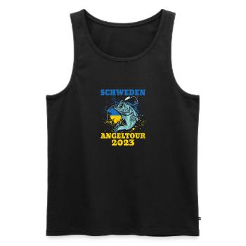 Schweden Angeltour 2023 Fisch - Männer Premium Bio Tank Top - Schwarz - Vorne - Michal (187cm)