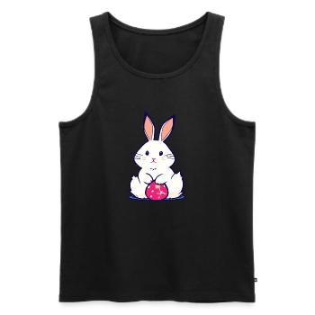 Süßes Häschen hält bemaltes Osterei - Männer Premium Bio Tank Top - Schwarz - Vorne - Michal (187cm)