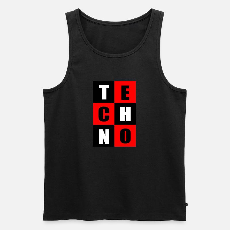 Techno Rot und Schwarz - Männer Premium Bio Tank Top - Schwarz