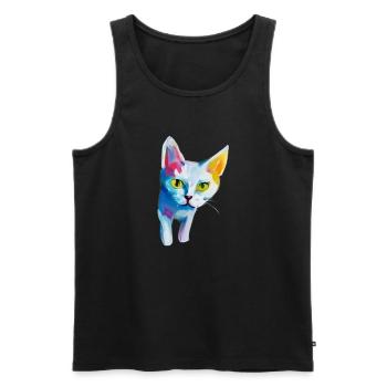 ENTZÜCKENDE KATZE, DIE AUS IHREM VERSTECK KOMMT - Männer Premium Bio Tank Top - Schwarz - Vorne - AI Model Male 178 light (178cm)