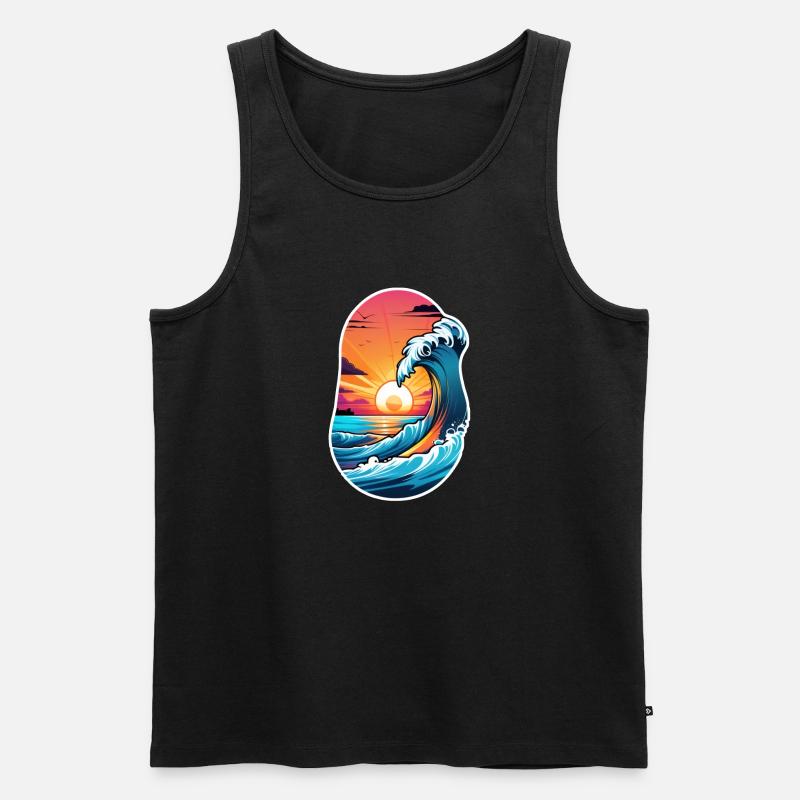 Wave - Sommer - Urlaub - Männer Premium Bio Tank Top - Schwarz