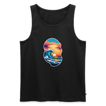 vague - été - vacances - Débardeur bio Premium Homme - noir - Devant - Michal (187cm)