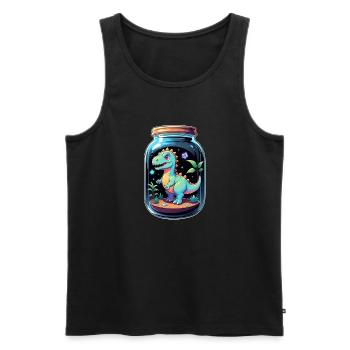 Dinosaur in a Cartoon Jar - Men's Premium Organic Tank Top - black - Front - Michal (187cm)