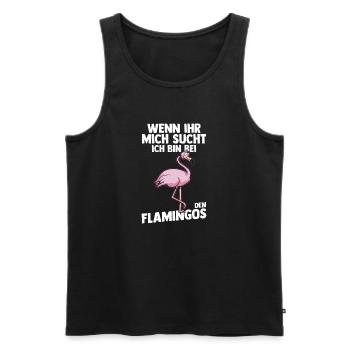 Wenn Ihr mich sucht bin ich bei den Flamingos - Männer Premium Bio Tank Top - Schwarz - Vorne - AI Model Male 178 light (178cm)
