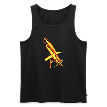 Yellow Red Abstract : Art Connoisseur Gift - Men's Premium Organic Tank Top - black - Front - AI Model Male 178 light (178cm)