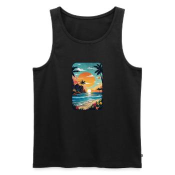 plage vacances soleil mer - Débardeur bio Premium Homme - noir - Devant - Michal (187cm)