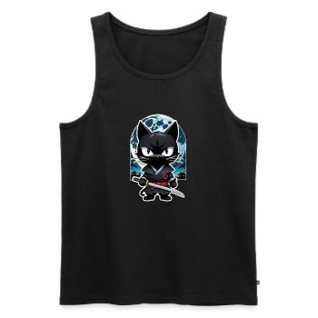 Ninja Cat - Samurai Kitten - Men's Premium Organic Tank Top - black - Front - Michal (187cm)
