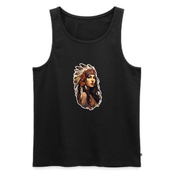 Native American weiblich - Männer Premium Bio Tank Top - Schwarz - Vorne - Michal (187cm)