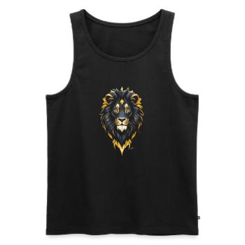 Gold and black lion - Men's Premium Organic Tank Top - black - Front - AI Model Male 178 light (178cm)