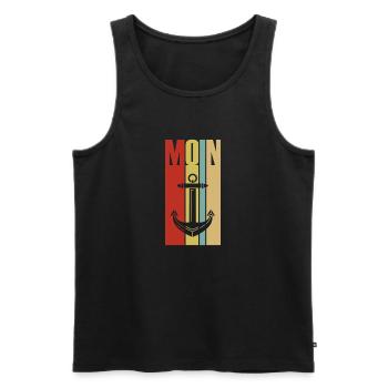 Moin - Guten Morgen - Nordsee - Ostsee - Anker - Männer Premium Bio Tank Top - Schwarz - Vorne - Michal (187cm)