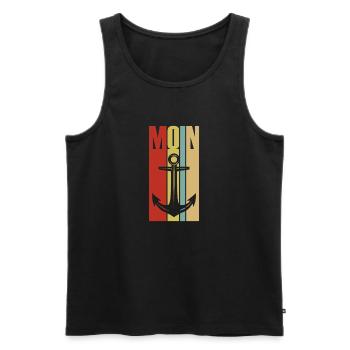 Moin - Guten Morgen - Nordsee - Ostsee - Anker - Männer Premium Bio Tank Top - Schwarz - Vorne - Michal (187cm)
