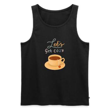 Lets Get Cozy T-Shirt Kuscheliges Statement Shirt - Männer Premium Bio Tank Top - Schwarz - Vorne - Michal (187cm)