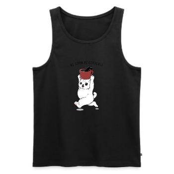 Coffee Please - Men's Premium Organic Tank Top - black - Front - Michal (187cm)
