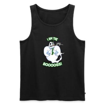 I Am The Booss Funny Halloween Boo Ghost Villain - Men's Premium Organic Tank Top - black - Front - AI Model Male 178 light (178cm)