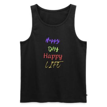 Happy Day Happy Life - Colored Motif Design - Men's Premium Organic Tank Top - black - Front - AI Model Male 178 light (178cm)