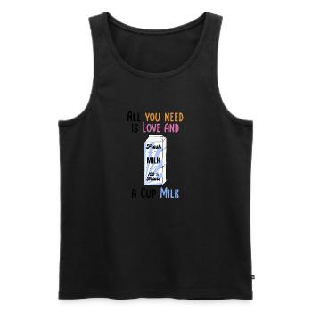 We need Love and Milk Comicstyle 2 - Männer Premium Bio Tank Top - Schwarz - Vorne - Michal (187cm)
