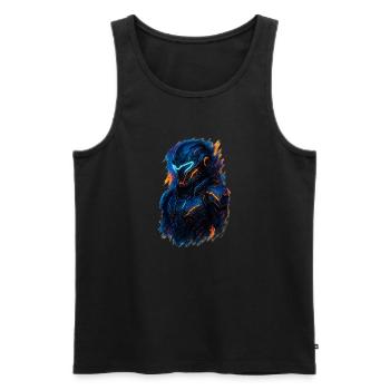 futuristic art of a warrior - Men's Premium Organic Tank Top - black - Front - AI Model Male 178 light (178cm)