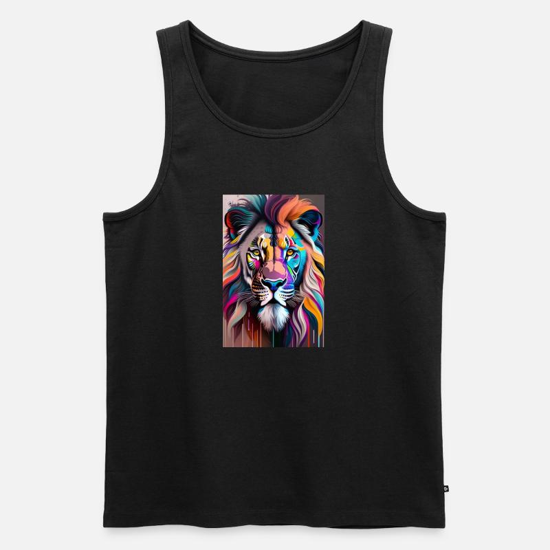 Löwe - Männer Premium Bio Tank Top - Schwarz