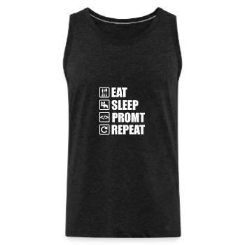 Eat Sleep Prompt Repeat – Für KI Entwickler - Männer Premium Bio Tank Top - Anthrazit - Vorne - Alexander (188cm)
