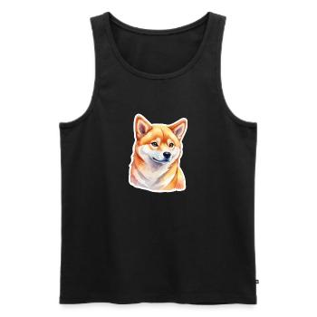 Aquarelles Shiba Inu - Débardeur bio Premium Homme - noir - Devant - Michal (187cm)