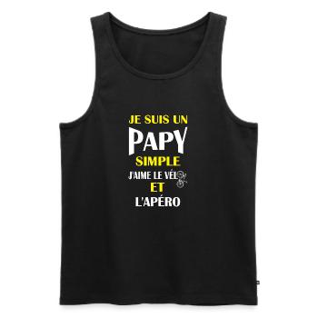 Je suis un papy simple j'aime le vélo et l'apéro - Débardeur bio Premium Homme - noir - Devant - Michal (187cm)