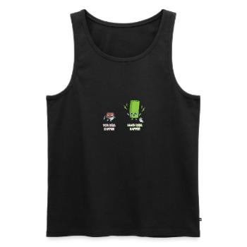 Kaffee Koffein Junkie Akku Batterie Witzig Lustig - Männer Premium Bio Tank Top - Schwarz - Vorne - Michal (187cm)