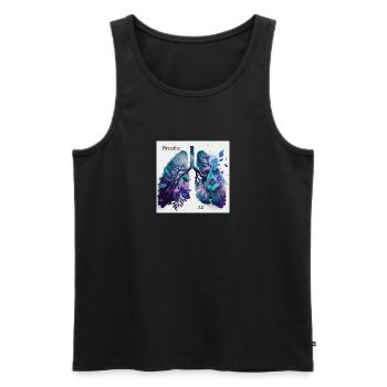 Lunge in Umweltdesign Blau - Männer Premium Bio Tank Top - Schwarz - Vorne - AI Model Male 178 light (178cm)