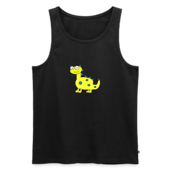 Dino, doux dino, drôle de motif, jaune - Débardeur bio Premium Homme - noir - Devant - Michal (187cm)