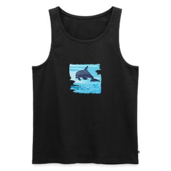 Dolphin dolphin leaps out of sea water gift - Men's Premium Organic Tank Top - black - Front - AI Model Male 178 light (178cm)